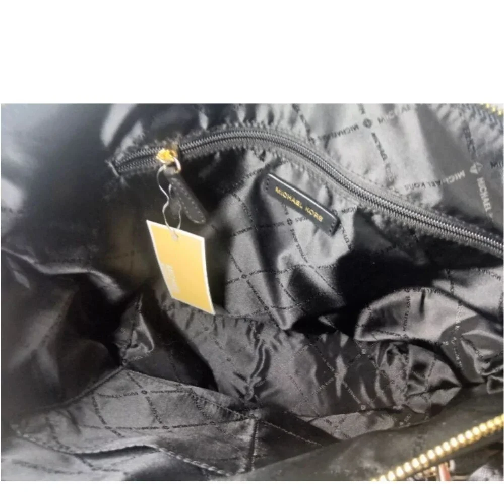 Michael Kors Charlotte Saffiano Leather Top Zip Tote Bag~Black